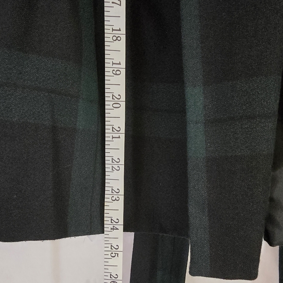 Chadwick Plaid Open Jacket Women Sz 14 Tartan Dark & Green Navy Belted Pleated - Picture 12 of 13